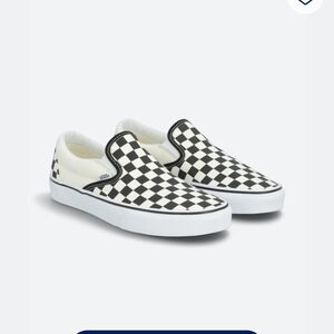 Vans Classic Checkered Slip-On Sneakers - Black and White